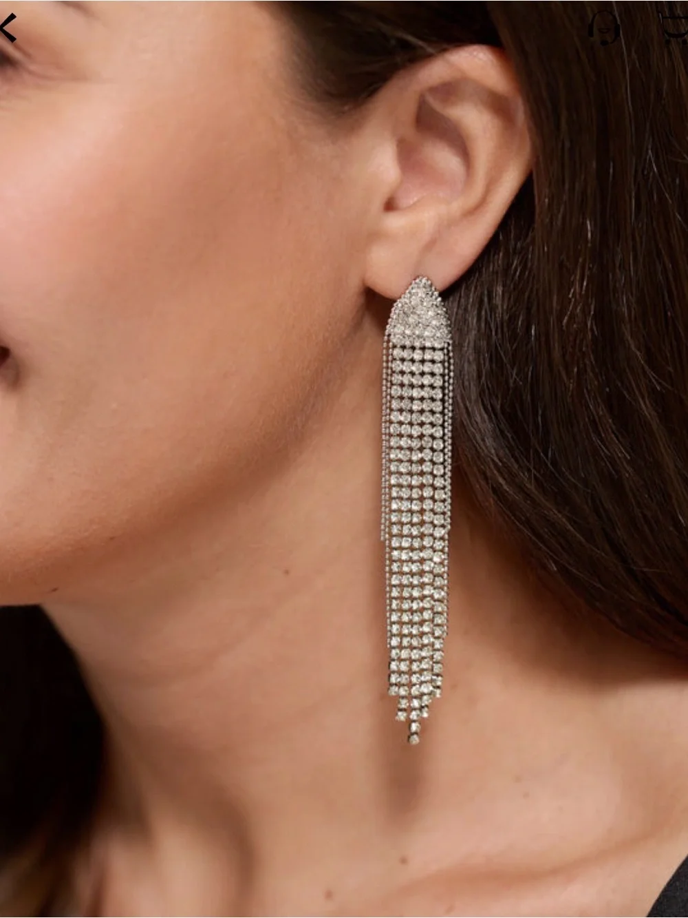 Silver 925 Rhinestone Fringe Drop Earrings - Elegant Women’s Jewelry